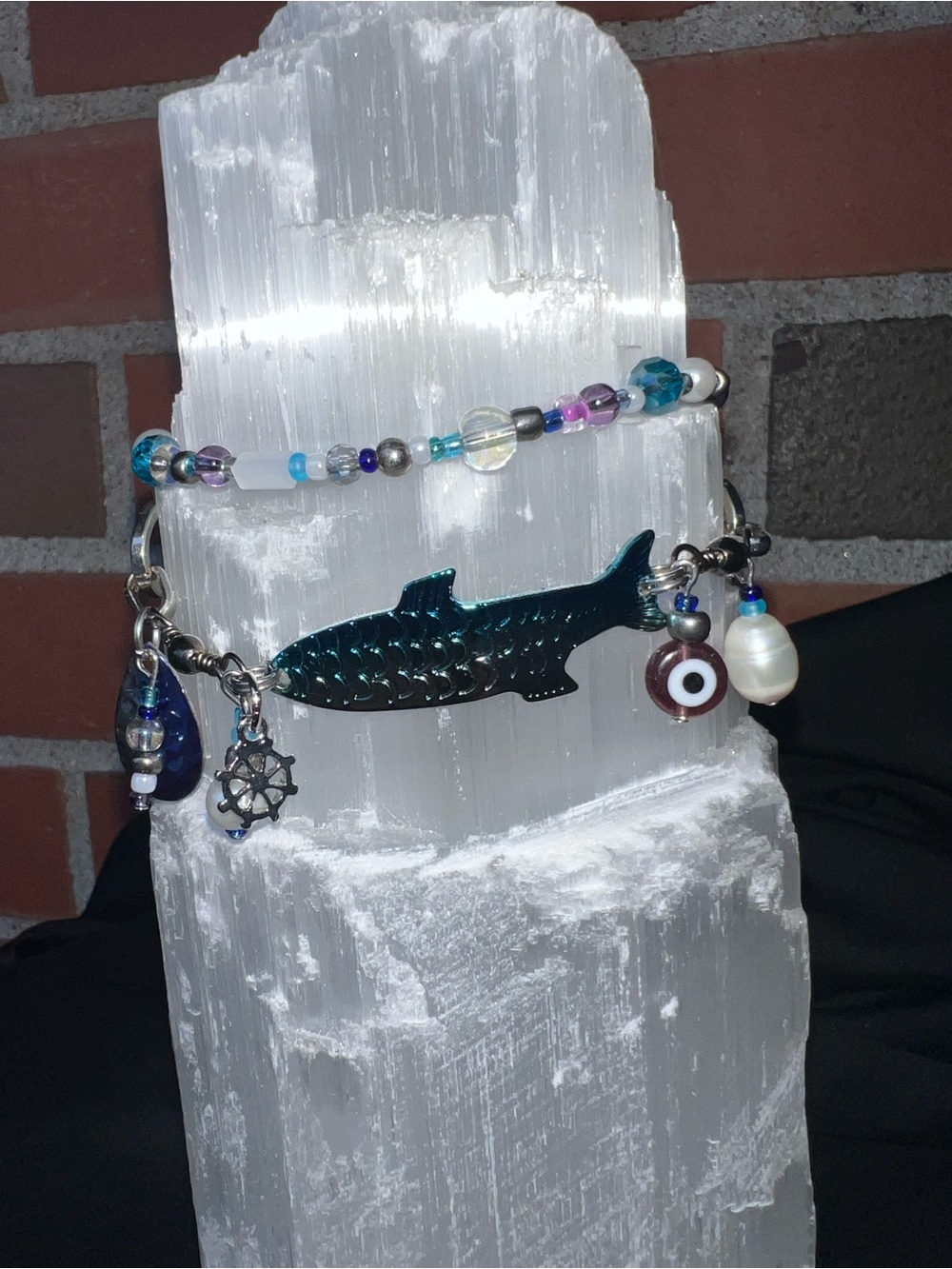 Iridescent Fish Charm Bracelet with Matching Complimentary Bracelet